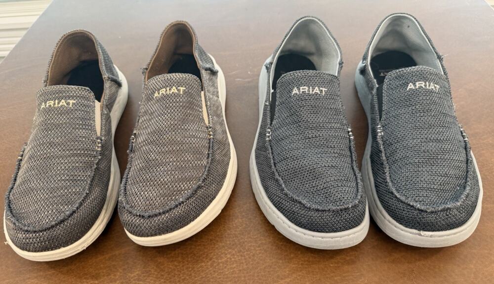 (2) Ariat Hilo Loafers - Men Size 12 D - Heathered Brown and Heathered Gray